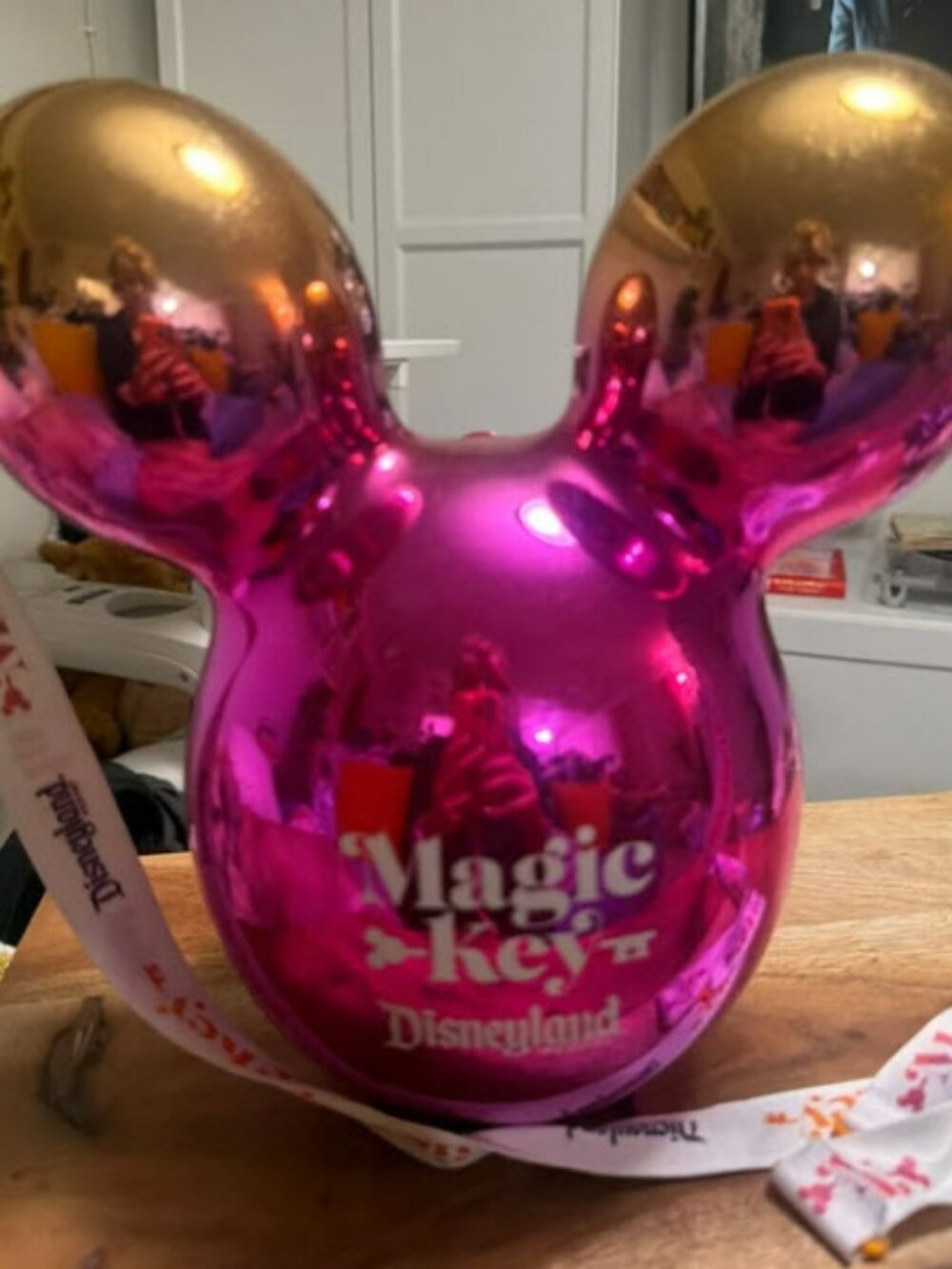 Disney Magic Key Metallic Pink Gold Ombre Balloon Mickey Popcorn Bucket